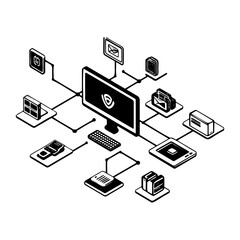 Computer network diagram connecting various digital devices