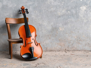 Violin on the Ground, an empty chair beside it, evokes feelings of loss and abandonment in art and expression, a poignant silence lingers.
