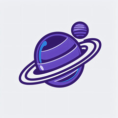 solar planet, minimalist vector icon, purple colors