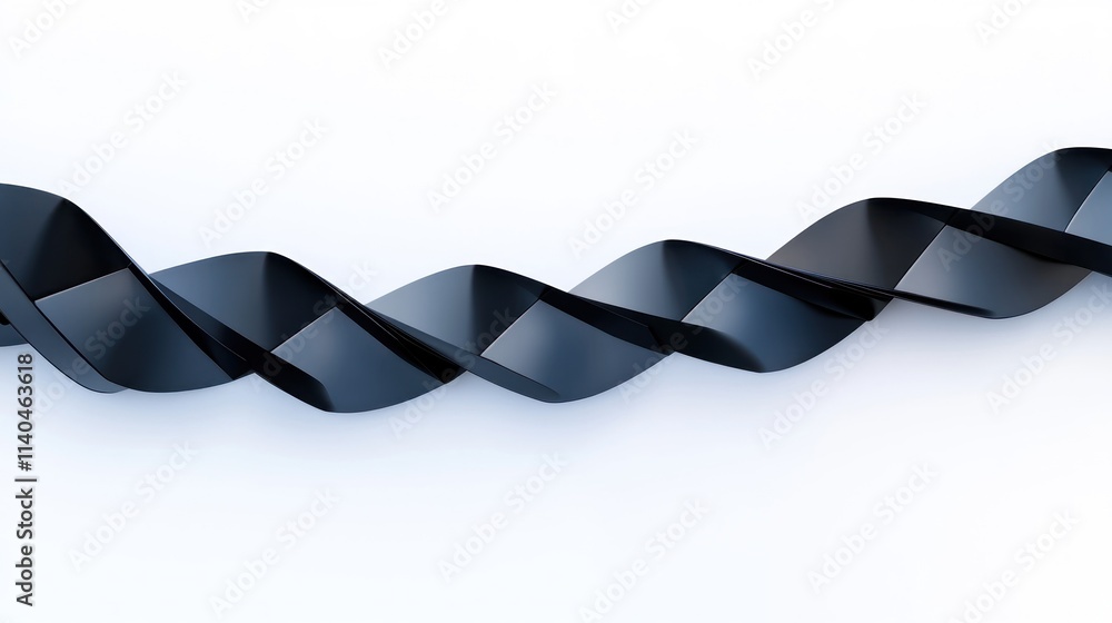 Poster a twisted, black ribbon creating a wave-like pattern.