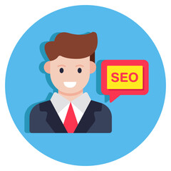 An editable design icon of seo chatting
