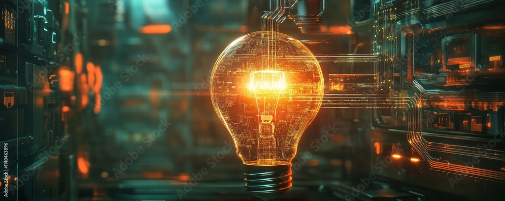 Poster artificial intelligence idea. the concept of the ai light bulb idea