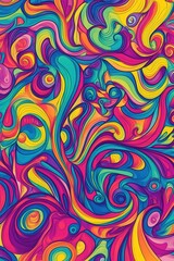 Vibrant swirls of color intertwine in a psychedelic pattern.