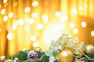 Christmas background with tree and holiday bubbles