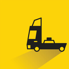 lorry truck with shadow on yellow background