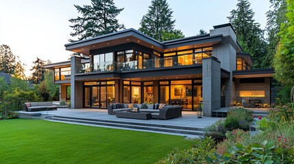 A large house with a large lawn and a pool