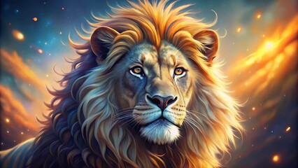 Leo Zodiac Symbol, Celestial Lion, Deep Focus Astrology Image, Star Sign, Horoscope, Lion Constellation, Astrological Symbol, Depth of Field Photography