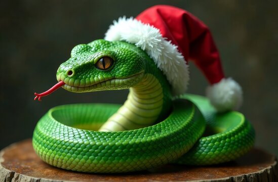 snake in a christmas hat