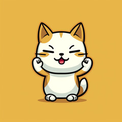 Obraz premium A cartoon cat is smiling and making a thumbs up gesture. The cat appears to be happy and playful