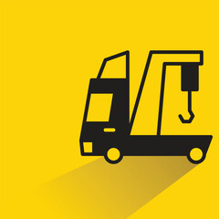 tow truck with shadow on yellow background