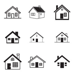 House icon set vector art illustration, Black silhouette isolated on a white background