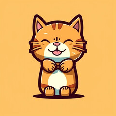 Fototapeta premium A cartoon cat is smiling and making a thumbs up gesture. The cat appears to be happy and playful