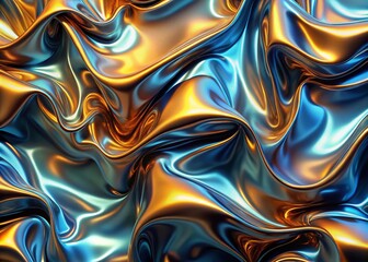 Liquid Chrome Metal Seamless Pattern: Abstract Metallic Background Texture