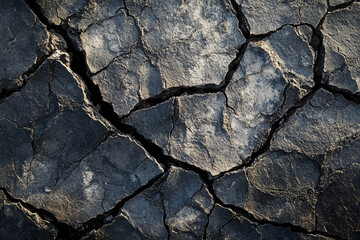 Fototapeta premium Cracked dry soil in a parched landscape during the summer heat