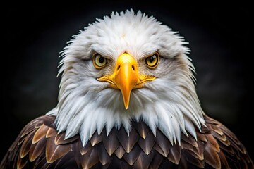 Obraz premium Strong and majestic bald eagle with symmetrical white copy space