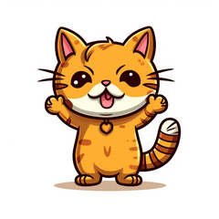 Obraz premium A cartoon cat is smiling and making a thumbs up gesture. The cat appears to be happy and playful