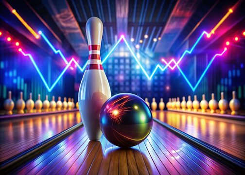 Long Exposure Bowling Pin Chart: Night Bowling Alley Photography, Motion Blur, Light Trails, Striking Pins