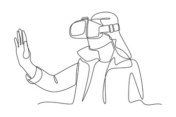 continuous line of women using virtual reality technology