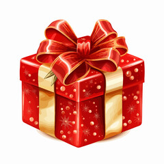 Festive Christmas Box Gift with Ornament and Bow Decoration Image