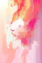 Glitch art portrait with vibrant distortion effect.