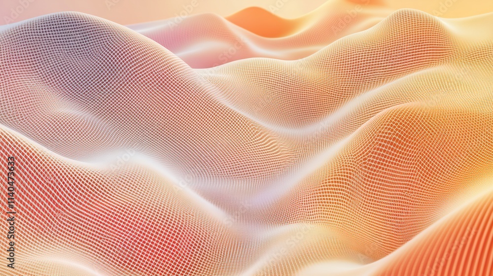 Poster abstract wavy lines in red and white gradient