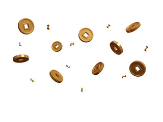 Chinese new year lucky money or ang pao objects on transparent background. Chinese festive object celebrating Lunar New Year, Happy Chinese New Year. Gift promo pocket. 3d rendering illustration