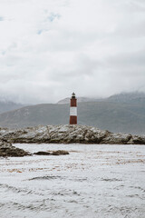 Postal Faro Les Éclaireurs o Faro del Fin del Mundo en el Canal de Beagle, Ushuaia, Tierra del...