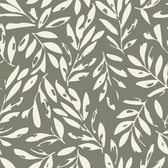 Floral Seamless Pattern. Abstract Leaves Ornament. Trendy Contemporary Floral Design Perfect for Fabric, Prints, Social Media, Textile, Invitations, Branding Design. Vector Illustration