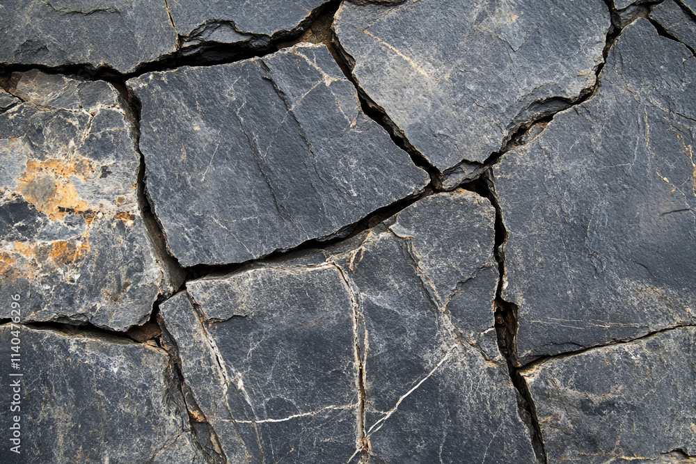 Poster close-up view of rugged slate rock formation with detailed textures and patterns