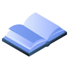 A flat isometric design icon of open book