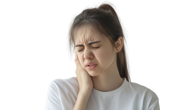 Woman with Neck Pain Holding Neck