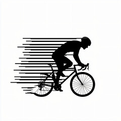 Obraz premium minimalist vector logo of biker with wheel and speed lines