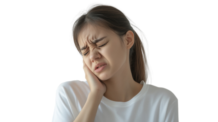 Woman with Neck Pain Holding Neck