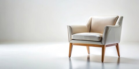 Stylish chair contrasted by white background Macro