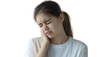 Fototapeta premium Woman with Neck Pain Holding Neck