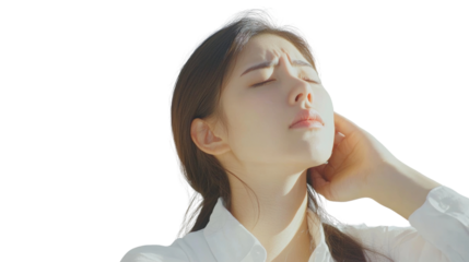 Asian Woman with Neck and Muscle Pain