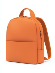 A sleek, modern orange backpack with a zip closure and a spacious front pocket, perfect for daily use or travel.