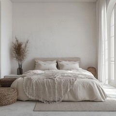 Spacious designer bedroom with lace bed