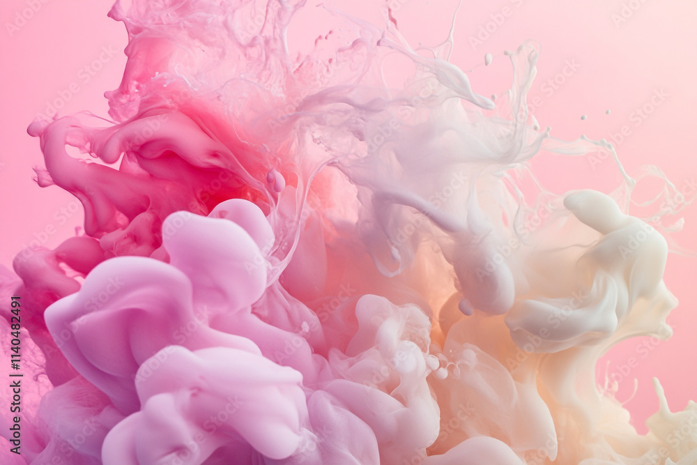 Poster colorful abstract swirling patterns create a mesmerizing visual in soft pink hues