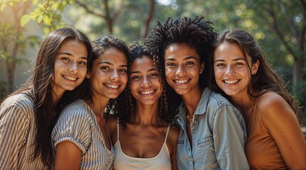 Fototapeta premium A group of young friends of various races and ethnicities who promote racial diversity. reject any form of discrimination.
