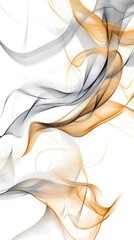 White background, flowing lines of gold and silver with gray accents, white space in between the waves