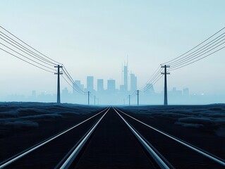 Obraz premium Underground transmission cables connecting a wind farm to a city, minimal environmental impact, hidden power distribution