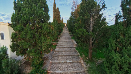 Stairs of Calvary in the town of Pollensa, Mallorca