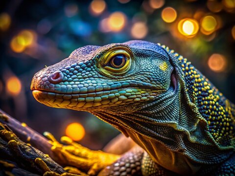 Low Light Crocodile Monitor Lizard Photography - Night Vision Reptile Images, Dark Reptile Pictures, Nocturnal Monitor Lizard