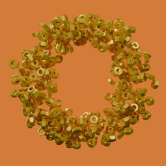 3D Illustration of Letter  Made with Yellow Nuts