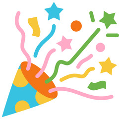 confetti scatter ribbon opening celebrate birthday party flat icon