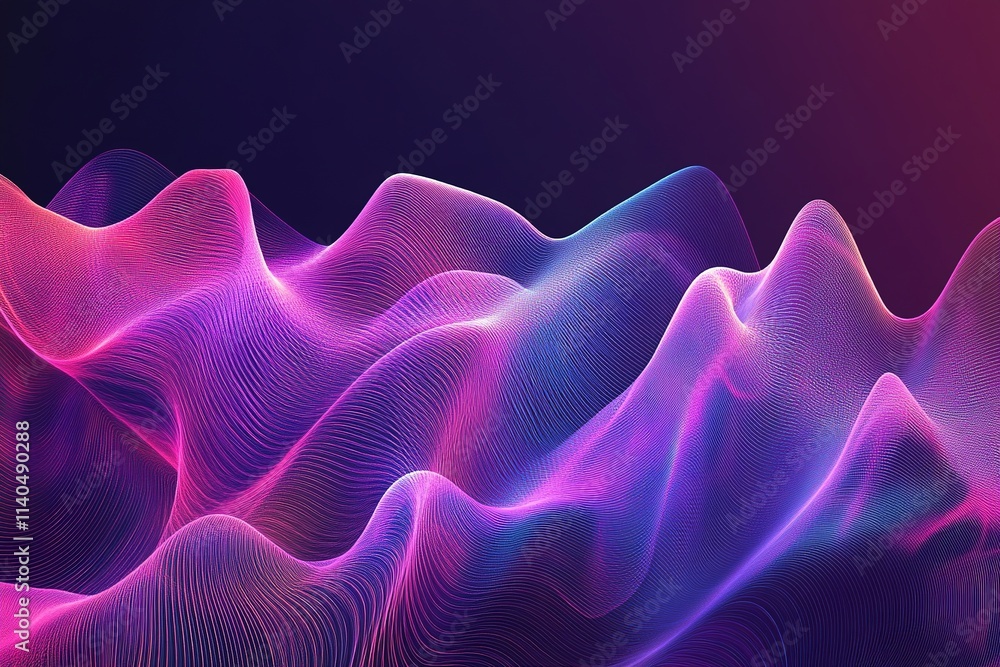 Poster dynamic neon wave pattern on dark background