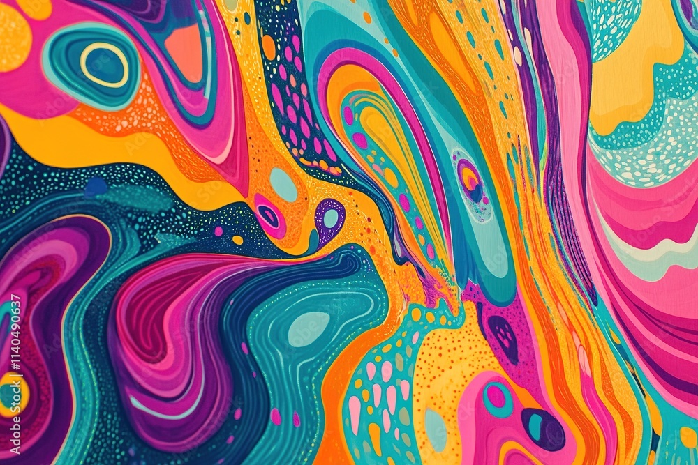 Aufkleber vibrant swirls of color in fluid abstract pattern