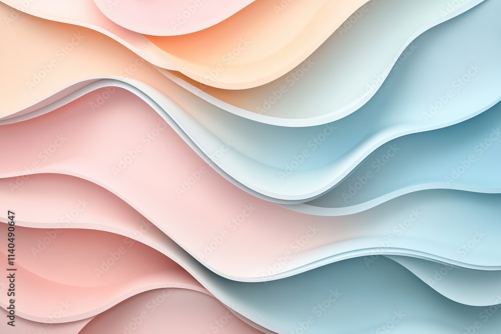 Poster pastel waves with smooth curves and soft colors