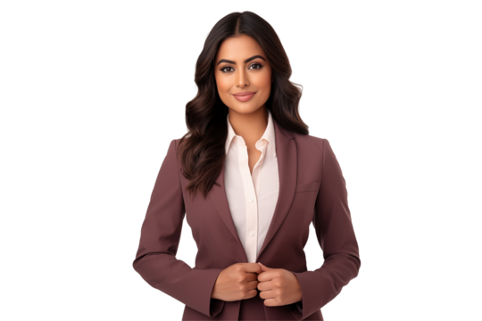 Smiling indian business women in suits on transparent background. Women in business attire. Rich men. Business manager. Startup boss. Indian women. American woman. Isolated image. Png. India. PNG cut.